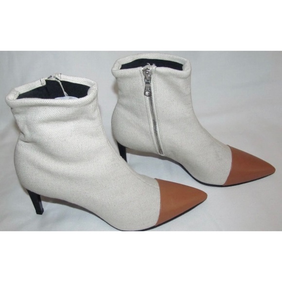 New Rag Bone Beha Ecru Cap Top Stretch Stiletto Side Zip Boots